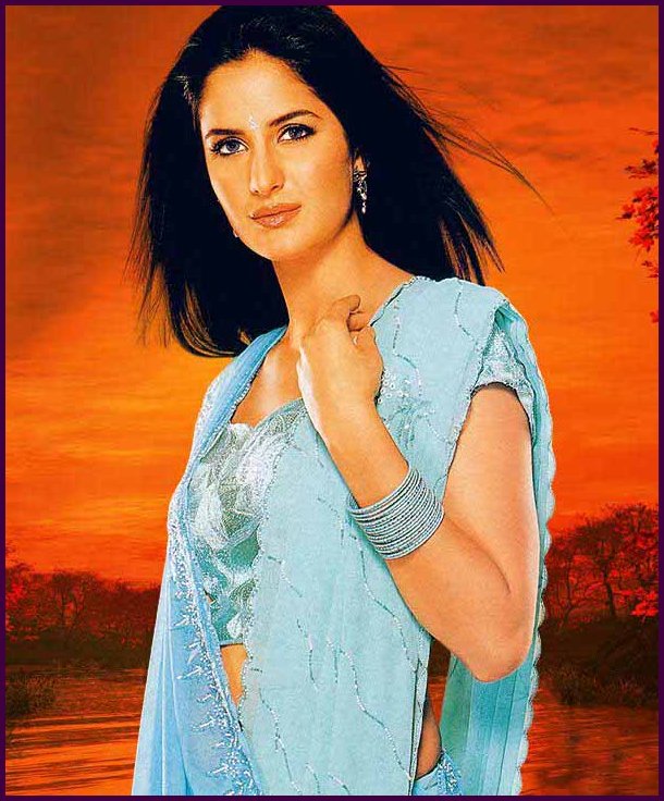 As the sun sets, her beauty comes to life - Katrina kaif in a sea blue saree